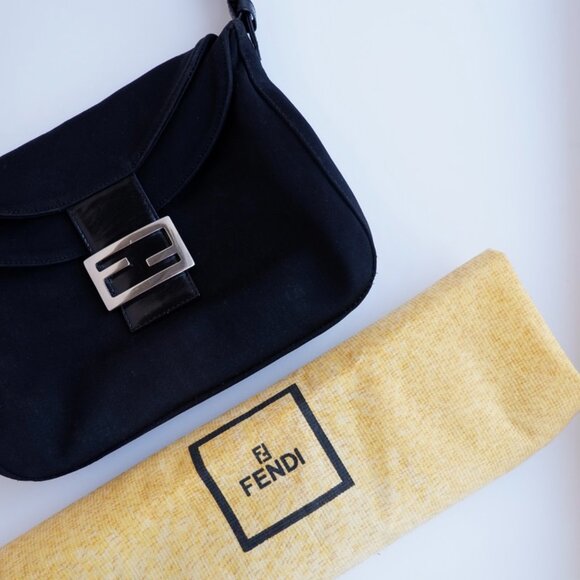 Authentic Preowned Fendi Black Nylon Baguette Shoulder Bag - Picture 8 of 13